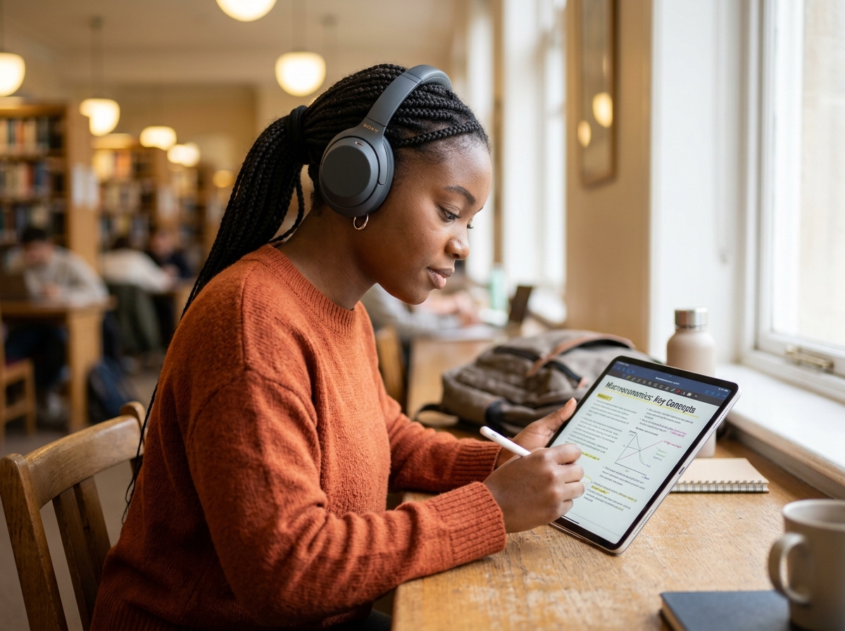 Student learning with Acadcy study app